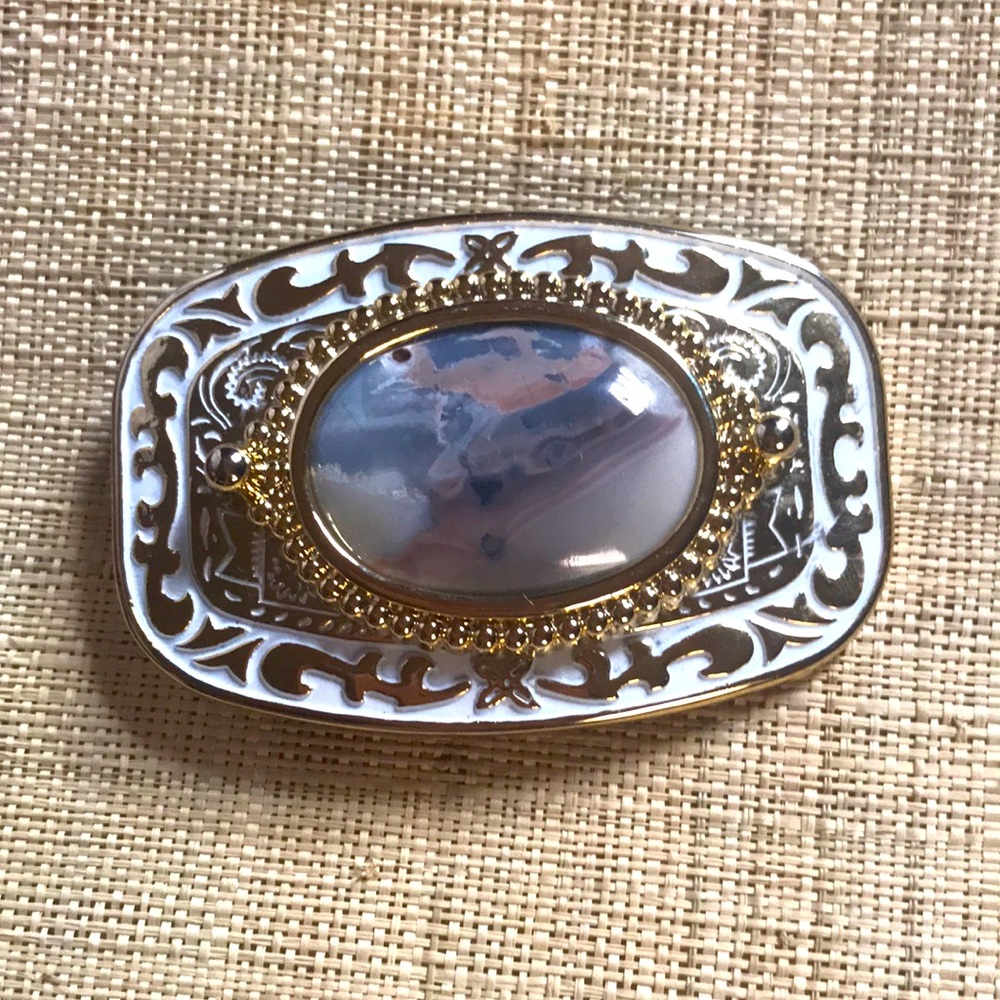 Vintage 1997 (Signed) Belt Buckle Made In Usa Natural… Gem